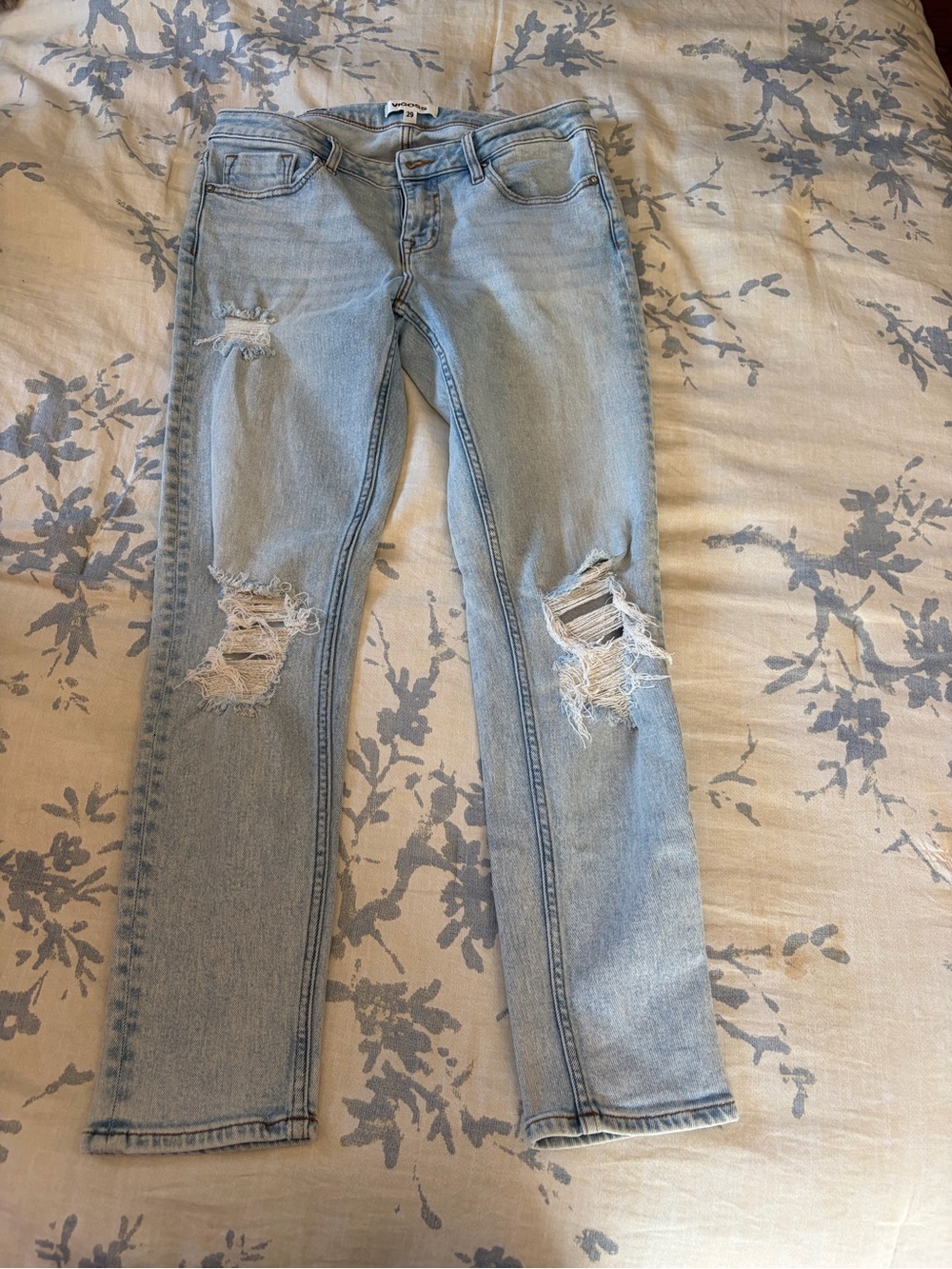 Light Wash Distressed Vigoss Women’s Jeans - Classic Skinny Fit